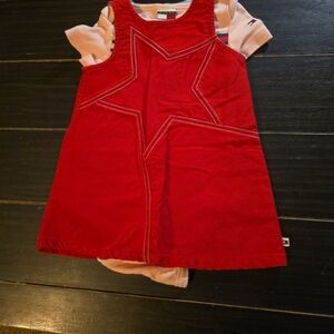 Red Star Dress with White Stitching